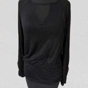 Hippie Chic Black Jersey Top with Black Mesh Details  4269  XL  NWT Boutique